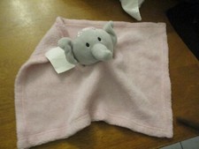 Baby Kiss Gray Elephant Pink Lovey Security Blanket Flowers Floral Super Soft