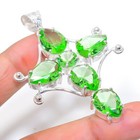Silver Jewelry Cross Pendant 2.44" Tsavorite Gemstone Handmade 925 Sterling