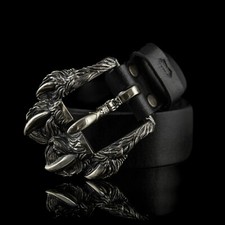 Leather belt with german silver buckle Wolf's Paw, beast claws, paw with claws