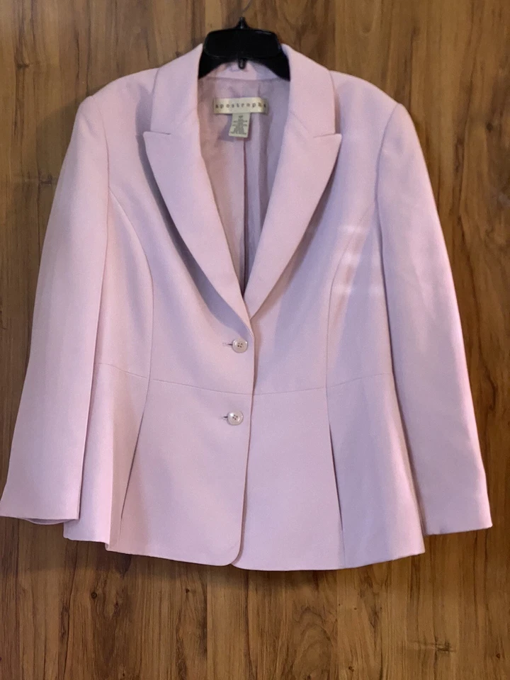 Blazer Apostrophe Claro Barbie Rosa/Rosa Pastel Bolsillos Doble Forrado Talla 14P Foto 3 de 4