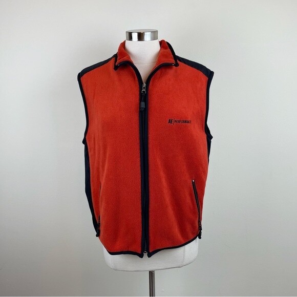 American Eagle Performance Orange Red Fleece Full… - image 1