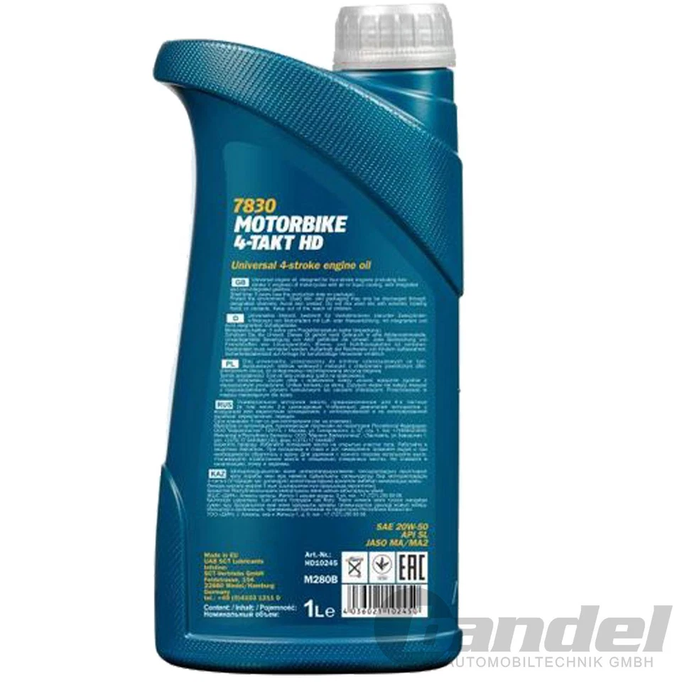 10x1L MANNOL Motocicleta 4-TAKT HD 20W-50 Aceite de Motor Api Sl Jaso Ma MA2 - Imagen 3 de 3