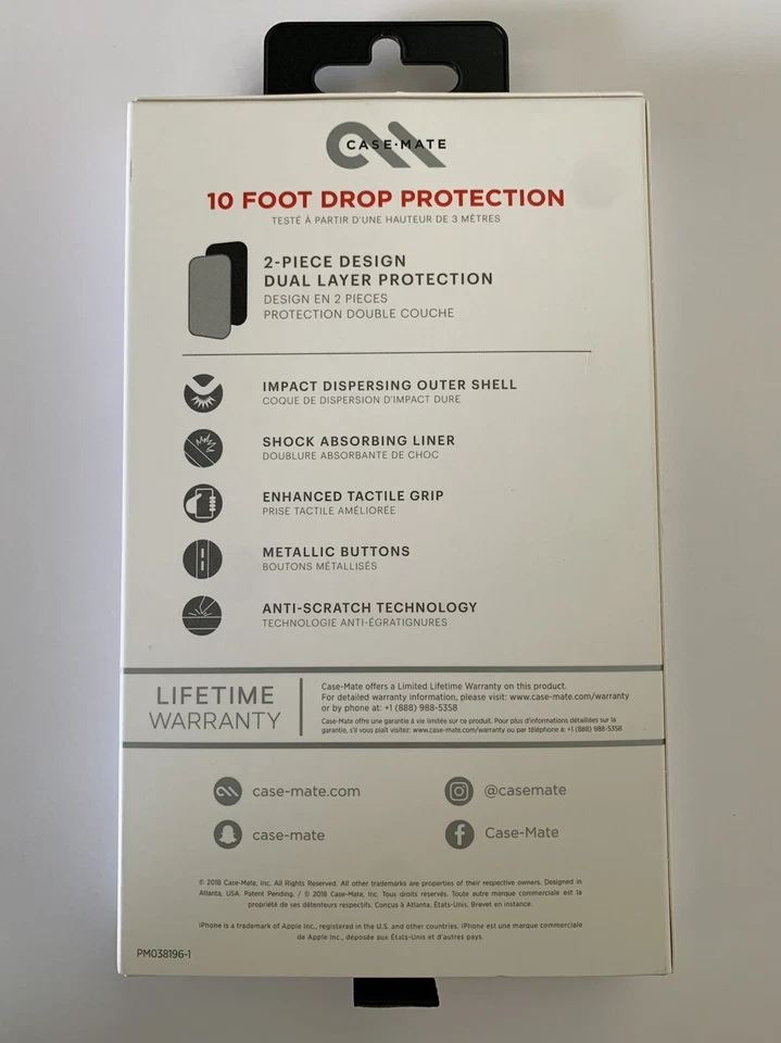 Case-Mate AGARRE RESISTENTE Doble Capa (10 pies de caída) Protección para iPhone Xs/iPhone X Foto 2 de 4