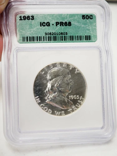 1963 FRANKLIN SILVER HALF DOLLAR ICG PR68 #0603 - FREE SHIPPING! G0857