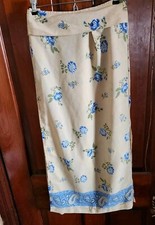 Vintage Yellow Floral Sag Harbor Midi Skirt Womans 12 Blue Flowers