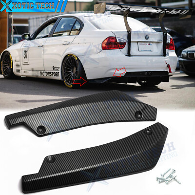Carbon Fiber Sport Rear Bumper Lip Canards Spoiler For BMW 325i 330i 335i E90