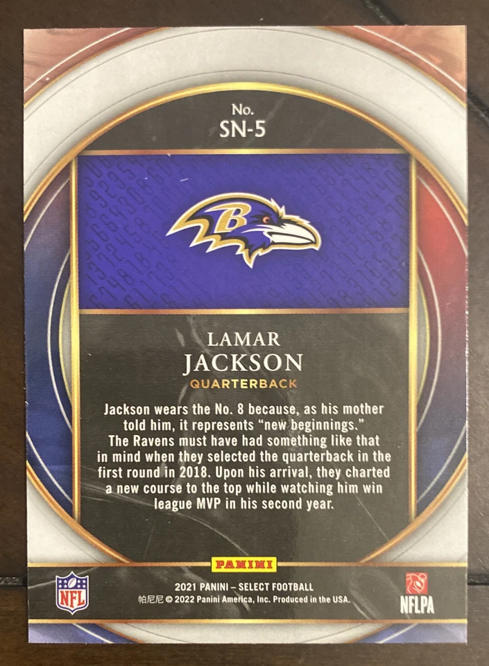 2021 Panini Select Lamar Jackson NUMBERS Insert #SN-5 Baltimore Ravens 🔥🔥 - Image 2 of 2