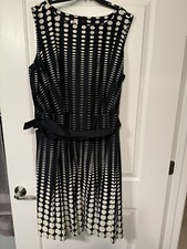 Anne Klein Dress Women’s Plus Size 22W Printed Dot Fit & Flare 100% Cotton
