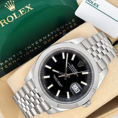 2023 Rolex Datejust 41mm Black Index Dial Steel Jubilee Watch