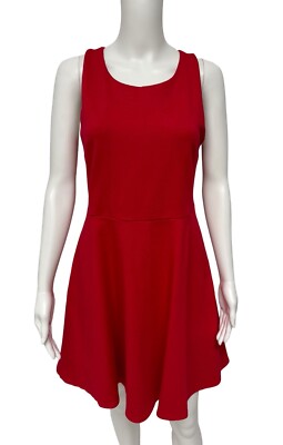 Francesca's Women's Sleeveless Bright Red Crossback Asymmetrical Dress Size L