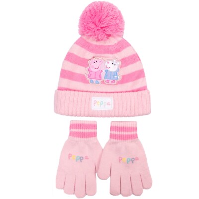 Peppa Pig Children's Winter Hat Gloves Set Warm and Comfy Beanie Hat  Gloves UK