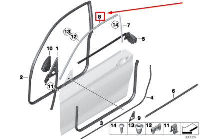 NEW BMW 2 F22,F87 FRONT RIGHT DOOR SIDE FRAME STRIP 7284416  