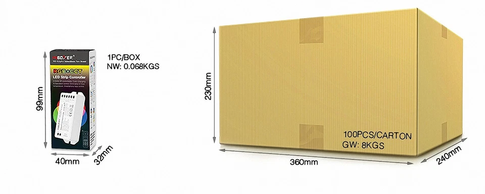 Contrôleur LED Sans Fil 2.4G FUT045 RGB+CCT 12-24V 5 Canaux - Photo 4/4
