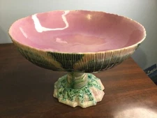 Antique ETRUSCAN Majolican GRIFFIN SMITH & HILL Shell & Seaweed Compote RARE VTG