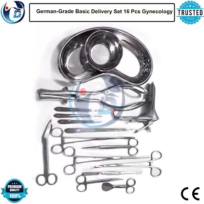 German-Grade Basic Delivery Set 16 Pcs Gynecology Surgical Instrument Kit