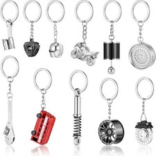 11 Pieces Auto Parts Metal Key Chain Set Spinning Turbo Keychain Wrench Keyri...