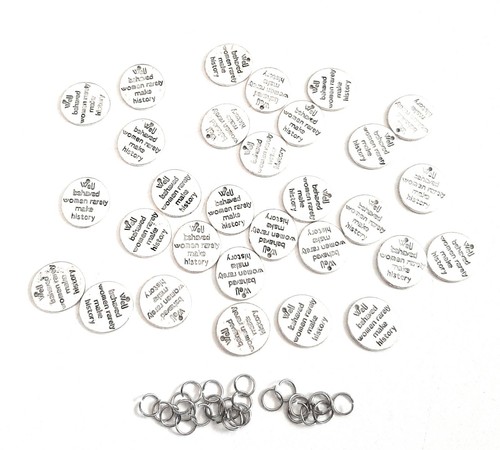 30 Silver Word Charm Pendants "Well behaved women rarely make history" US Seller - Picture 6 of 8