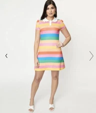 Unique Vintage NWT Rainbow Pride Stripes Mini Dress - Size Small