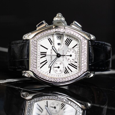 Cartier 2618 Roadster Chronograph Stainless Steel Diamond Watch | eBay
