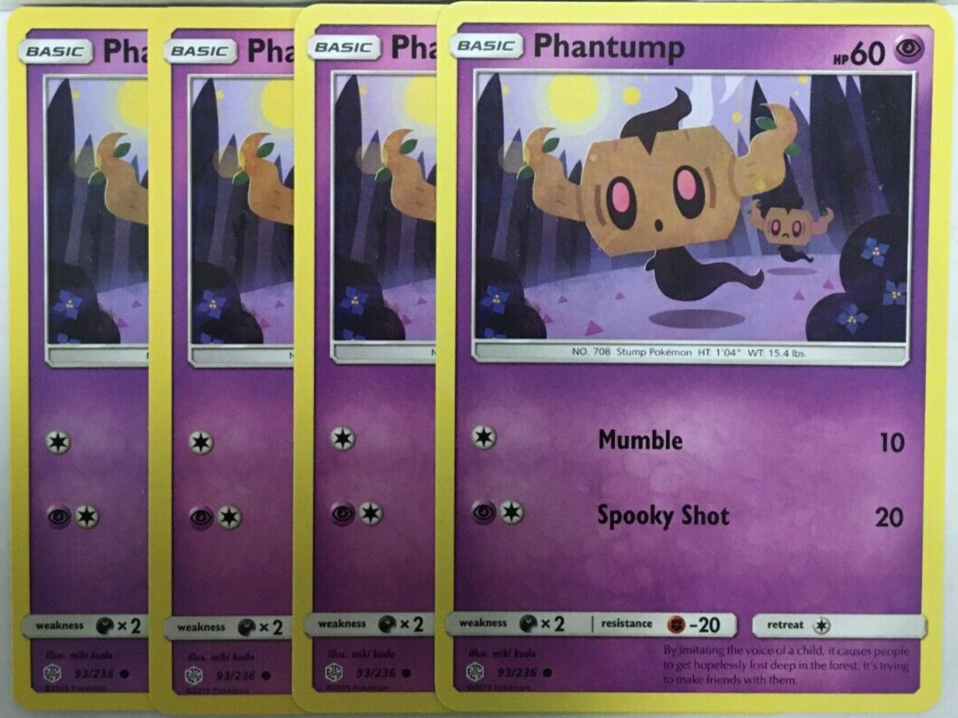 POKEMON 4X PHANTUMP 93/236 COSMIC ECLIPSE COMMON NEAR MINT-PLAYSET