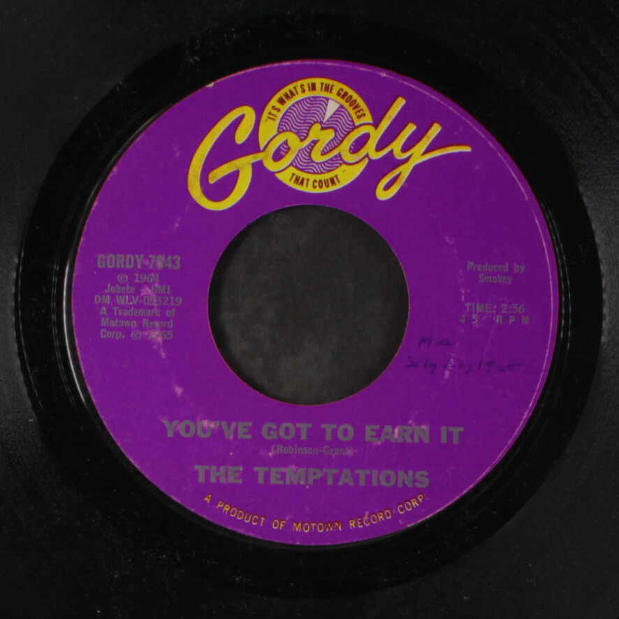 TEMPTATIONS since i lost my baby / you've got to earn it GORDY 7