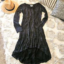 Denim & Supply Ralph Lauren Dress Small Black Gray LS Stretch Knit High Low Mint