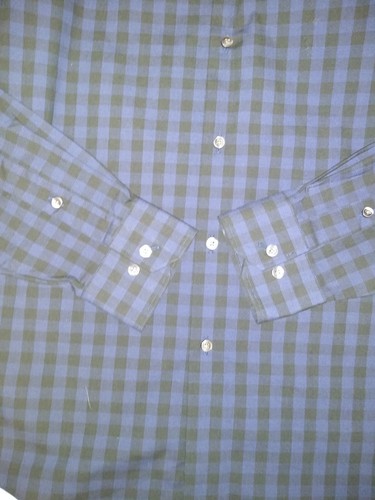 Men's Geoffrey Beene Blue&Black Checkered Collared Button Up Shirt TgSz Med A24 - Picture 5 of 11