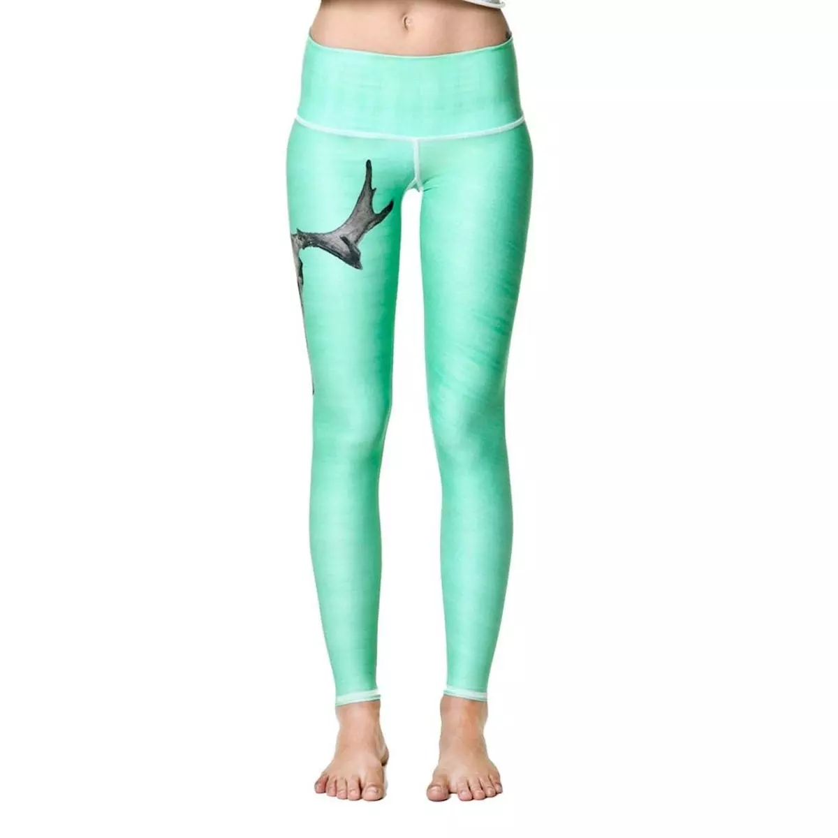 Teeki Yoga Pants Hot Pant Green Deer Medicine Leggings L Pilates