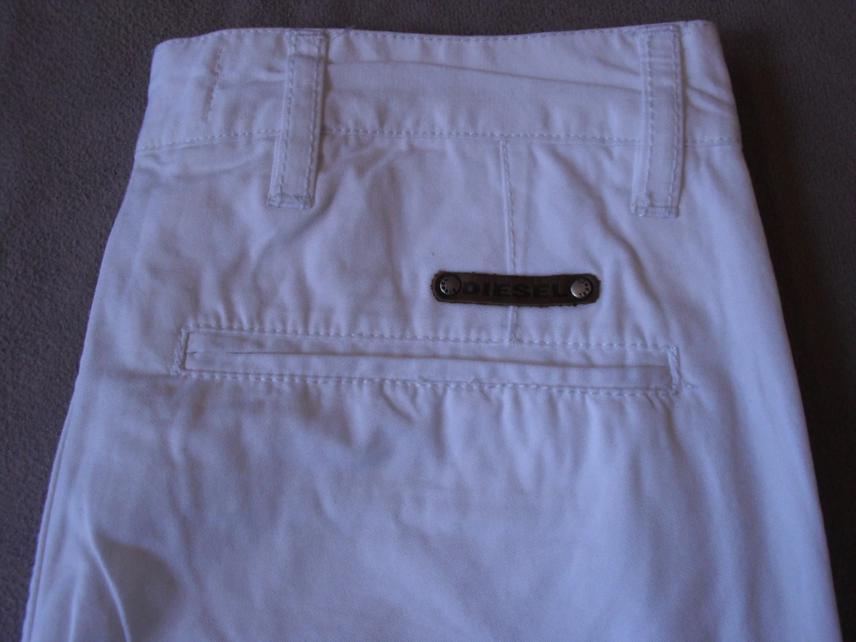 DIESEL INDUSTRY WOMENS BRIGHT WHITE PAPLY PANTALONE CORTO SHORTS