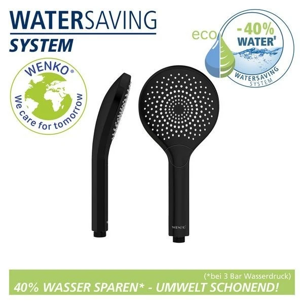 WENKO Duschkopf Watersaving ABS Schwarz Universalanschluss Durchlauferhitzer - Bild 2 von 4