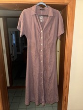 Madewell Brown Linen Midi Shirt Dress Button Front Size 00 Chic Feminine Classic