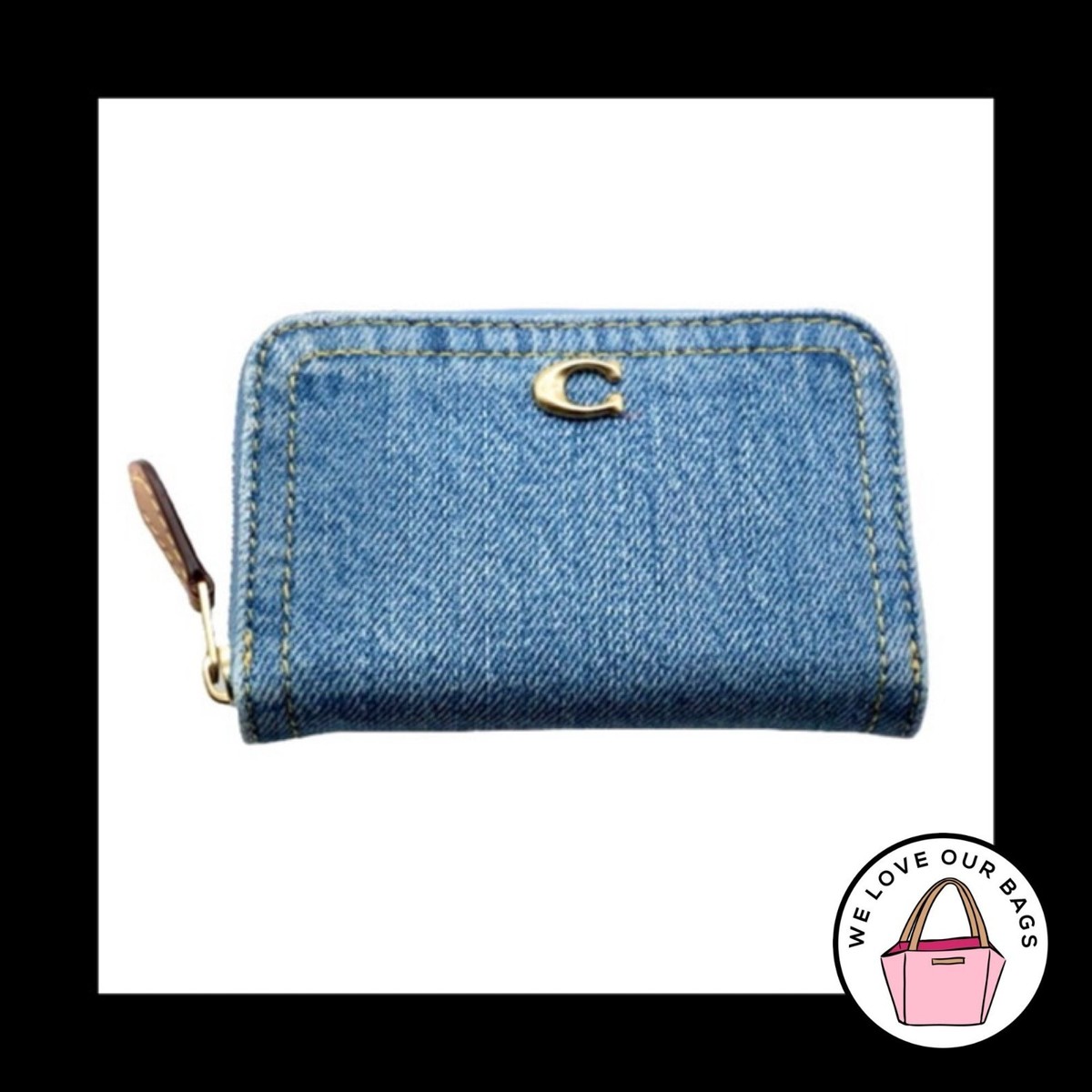 【COACH】Denim Essential Zip Around Card Case Wallet COACH Denim Essential Zip Around Card Case Wallet - Macy's