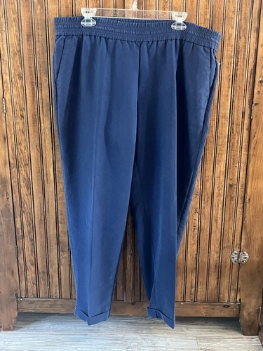 Chico's Pull-on Elastic Waist Cuffed Pants Tencel Poly Blend Navy Size 2.5 Large - Picture 2 of 9