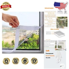 Transparent Window Insulation Film Kit 63"x63" - Easy Vent, Reusable, Durable