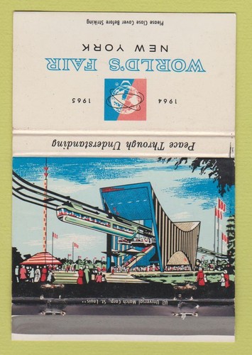 Matchbook Cover - 1964 New York World's Fair Monorail 40 Strike