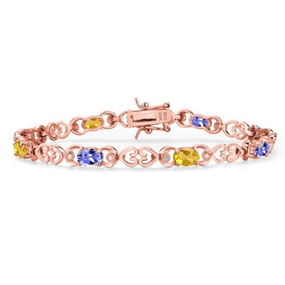 18K Rose Gold Plated Silver Tanzanite and Citrine and Lab Grown Diamond