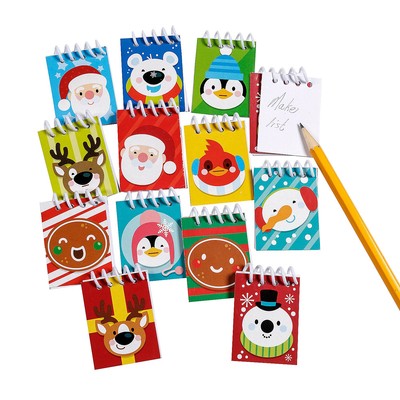 Fun Express Mini Christmas Spiral Notepads, 1 1/2'' x 2'' Mega Bulk 144 Piece