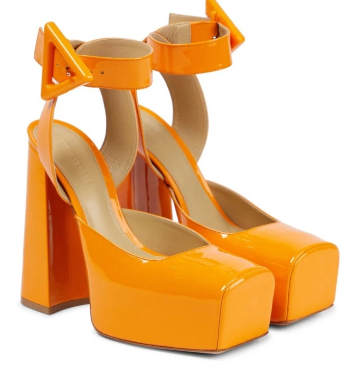100% Authentic Bottega Veneta Tower Platform Pumps Orange EU 37 $ 1175 - Image 3 of 4