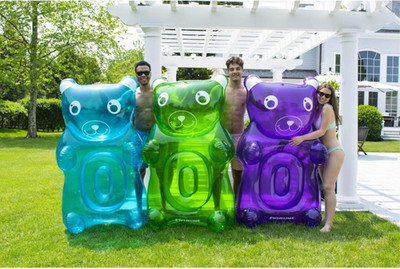 Swimline Inflatable Gummy Bear Pool Float Assortment, Blue, Green, Purple, 60'' x