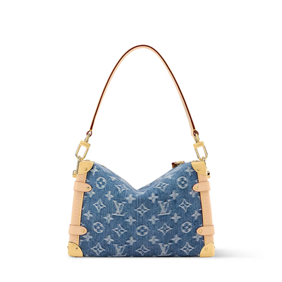NEW Louis Vuitton Monogram Side Trunk MM Denim Shoulder Bag Blue