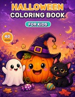Malbuch Halloween FüR Kinder, 40 Einfache Designs, Gespenster, KüRbisse, Monster