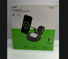 Belkin Boost Charge Pro 3-in-1 Qi2 Charging Stand w/ Magsafe WIZ023 - Black New