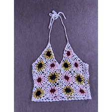 Handmade Crochet Floral Granny Square Halter ...