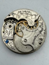 Vintage Elgin 6s 7J Grade 206 Pocket Watch Movement For Parts Or Repair 