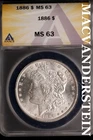 1886 Morgan Dollar - ANACS MS 63 - Scarce  No Reserve  #SLK643
