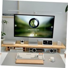 Bamboo Dual Monitor Stand Riser 2-Tier Desk Monitor Riser for 2 Natural