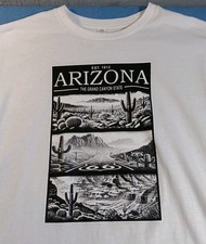 Arizona Grand Canyon State T-Shirt White Black Graphic Tee Crew Neck