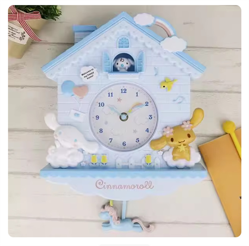 Orologio da parete My Melody Cinnamoroll Little Twin Stars Kawaii cartone animato decorazione casa foto 5