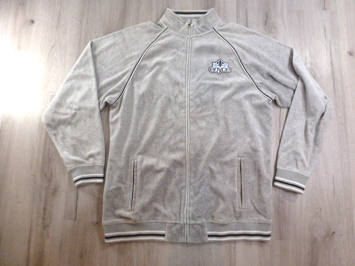 Vintage Enyce Velour Track Jacket Mens XL Gray Full Zip Y2K Hip