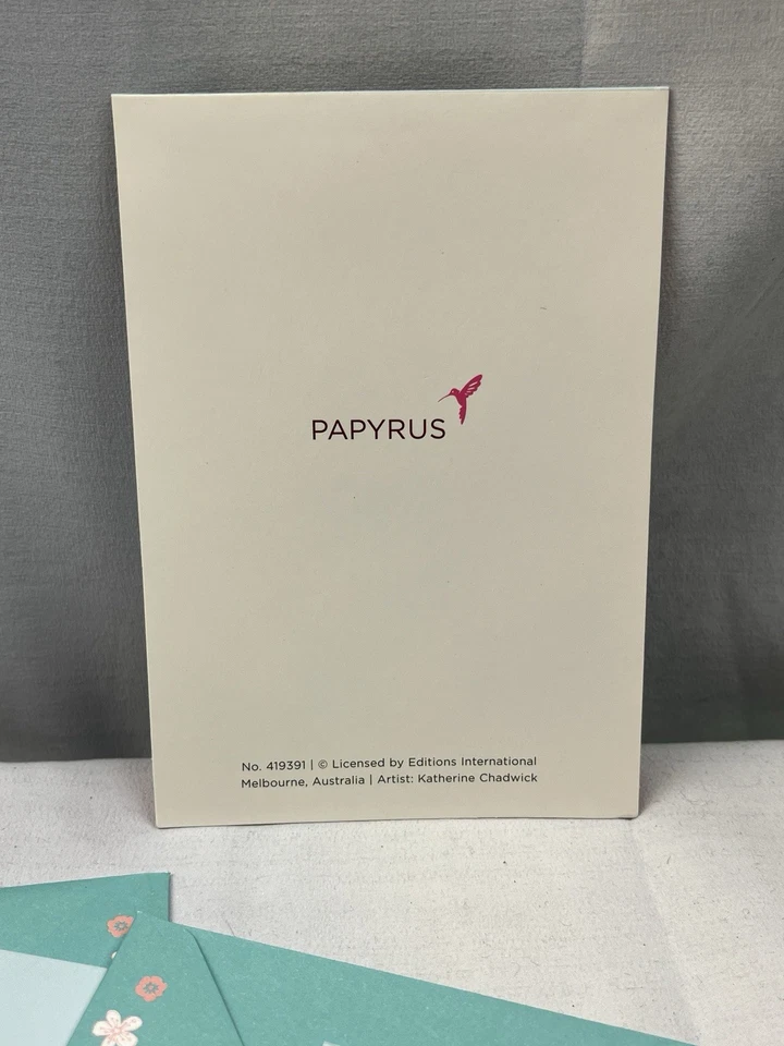 Papyrus Blank Note Cards Glitter Crown & Flowers w/Envelopes Set of 6 NWOB - Image 3 of 4